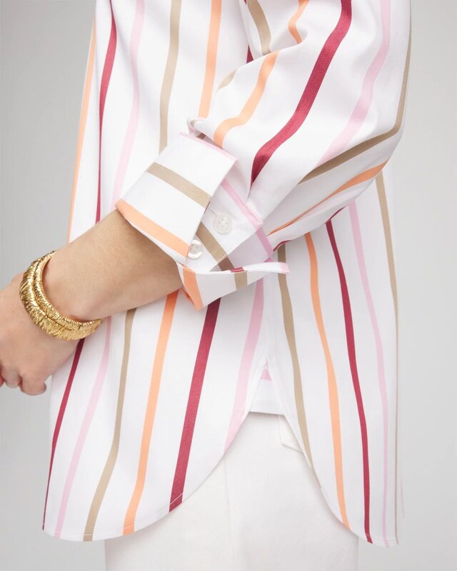 No Iron Striped Stretch-Sateen Shirt - image 4